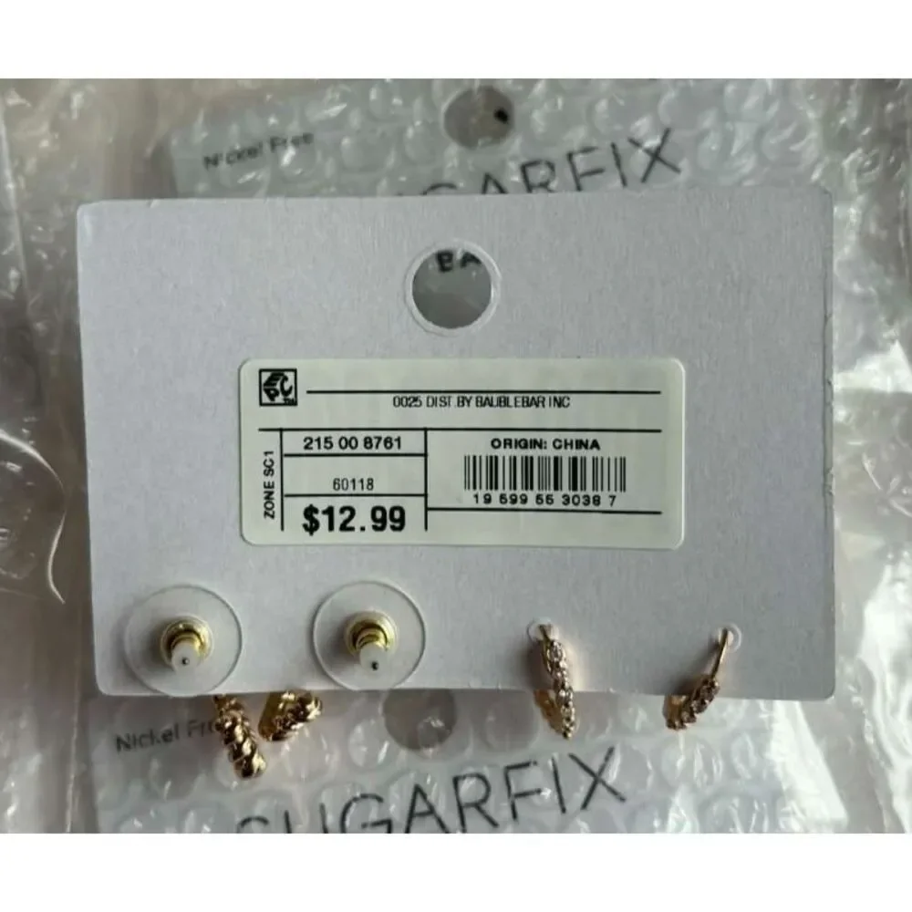 Baublebar Sugarfix Mini Hoops Rhinestone Heart Shape Earrings Lot of 32